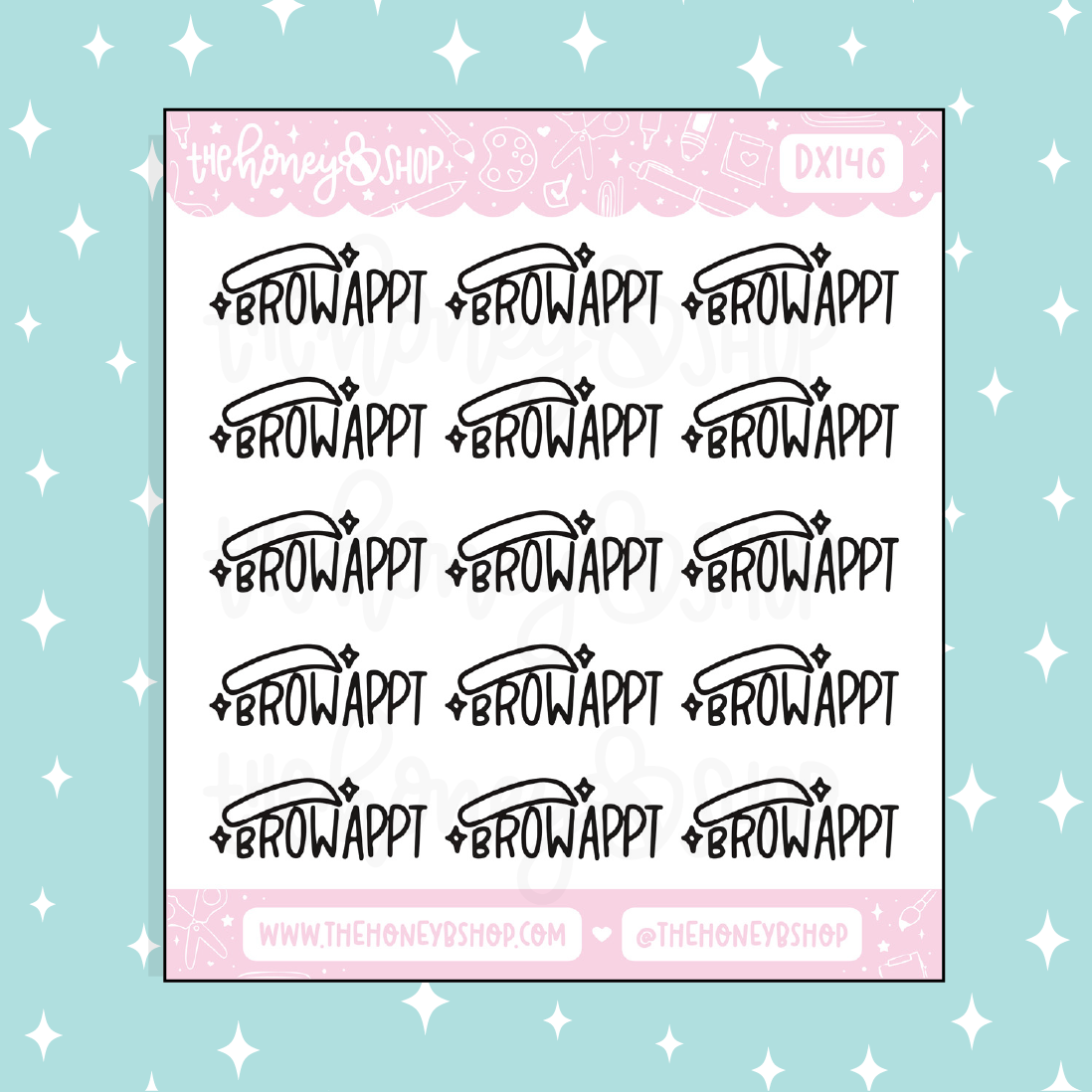 Brow Appt Lettering Doodle Sticker