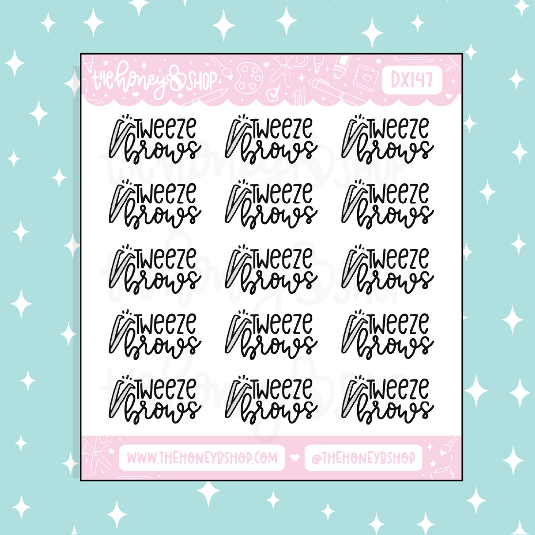 Tweeze Brows Lettering Doodle Sticker