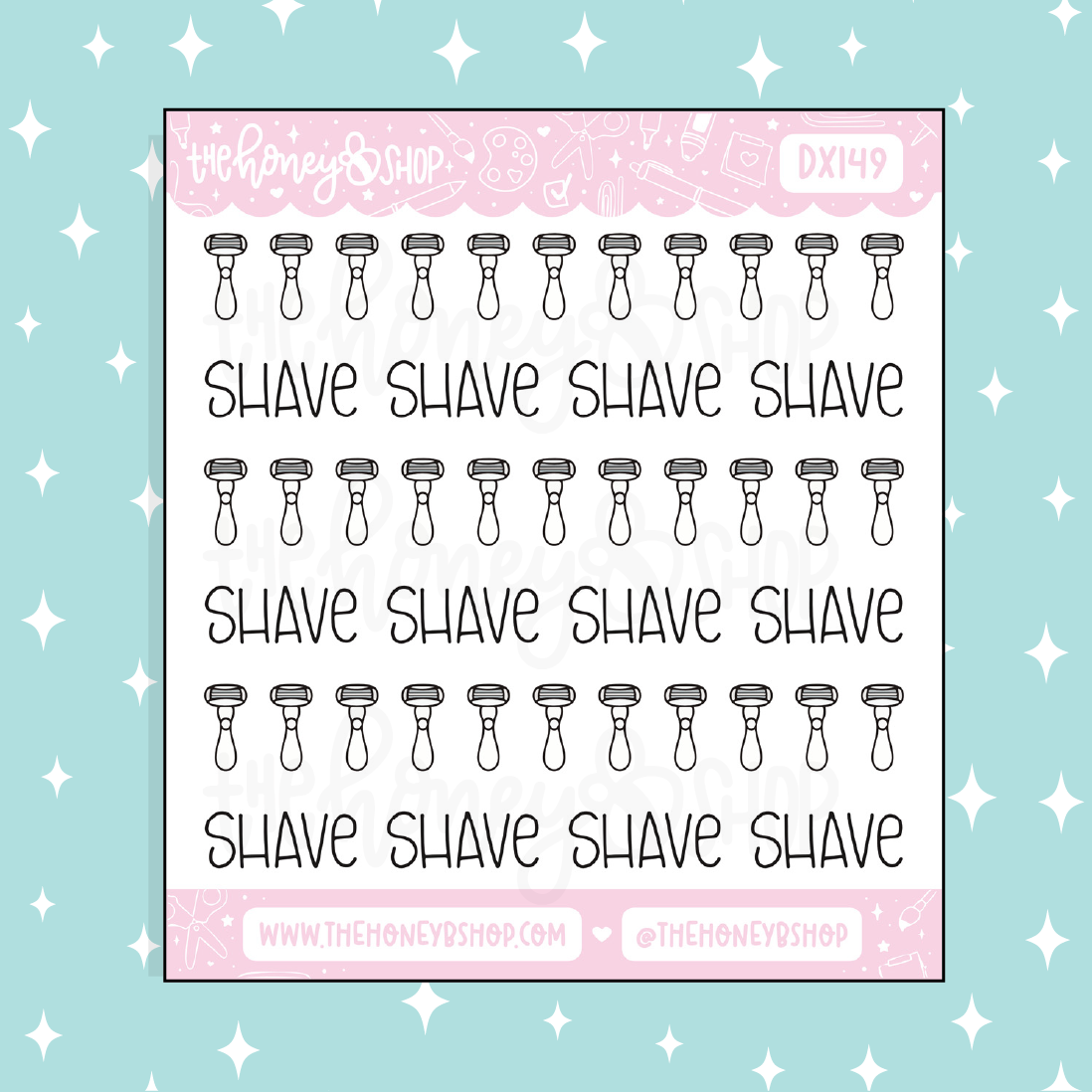 Razors + Shave Lettering Doodle Sticker | Choose Your Color Option!