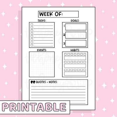 Week Of Printable Bee-6 Full Page Sticker | B6 Planner | Printable Planner Stickers