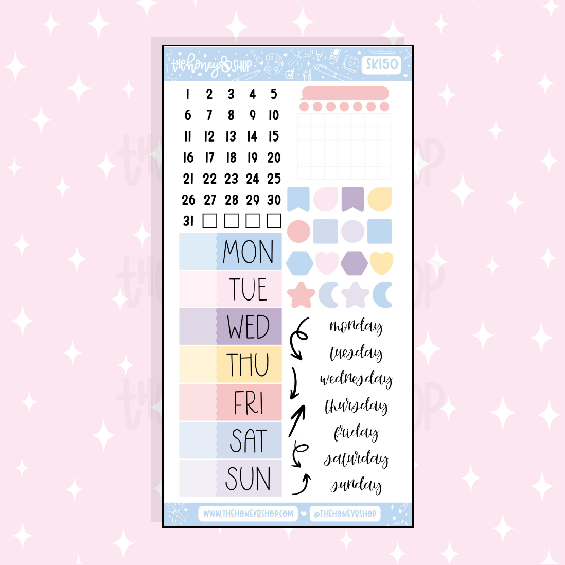 Tea Party Days of the Week Doodle Sticker | A La Carte