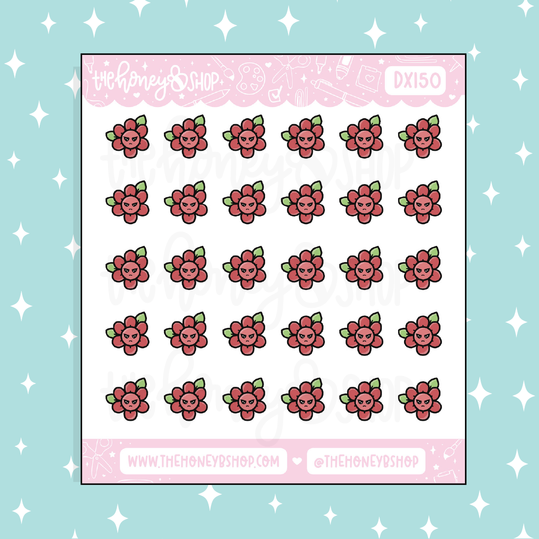 Angry Period Flower Doodle Sticker