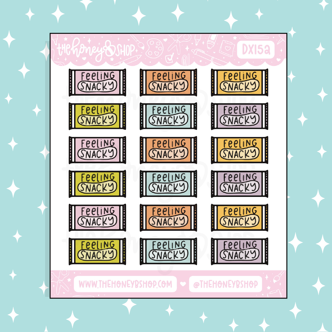 Feeling Snacky Lettering Doodle Sticker | Choose Your Color Option!