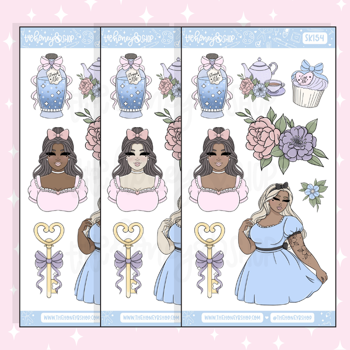 Tea Party Large Babe Deco Doodle Sticker | A La Carte | Choose your Skin Tone!