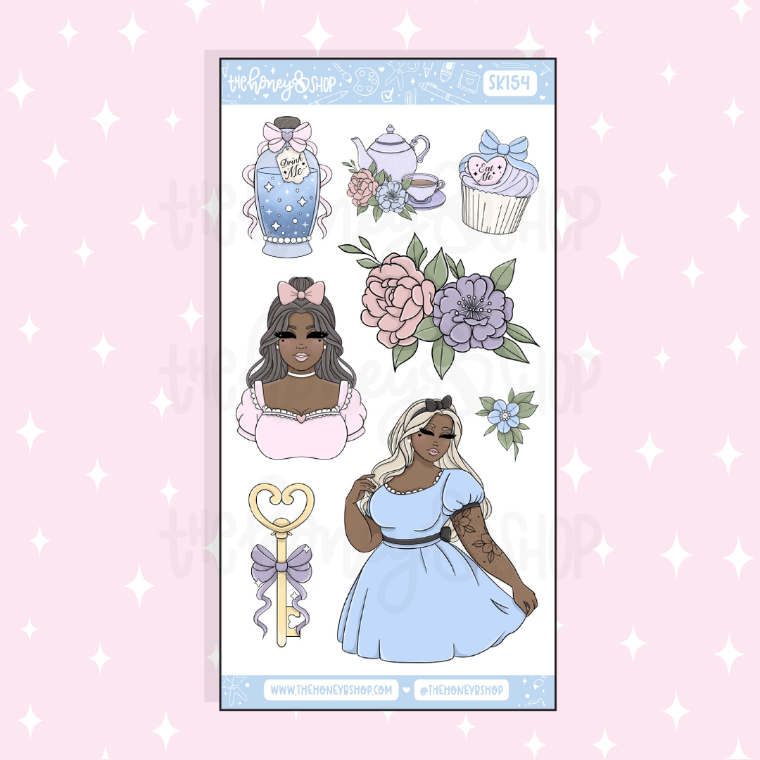 Tea Party Large Babe Deco Doodle Sticker | A La Carte | Choose your Skin Tone!