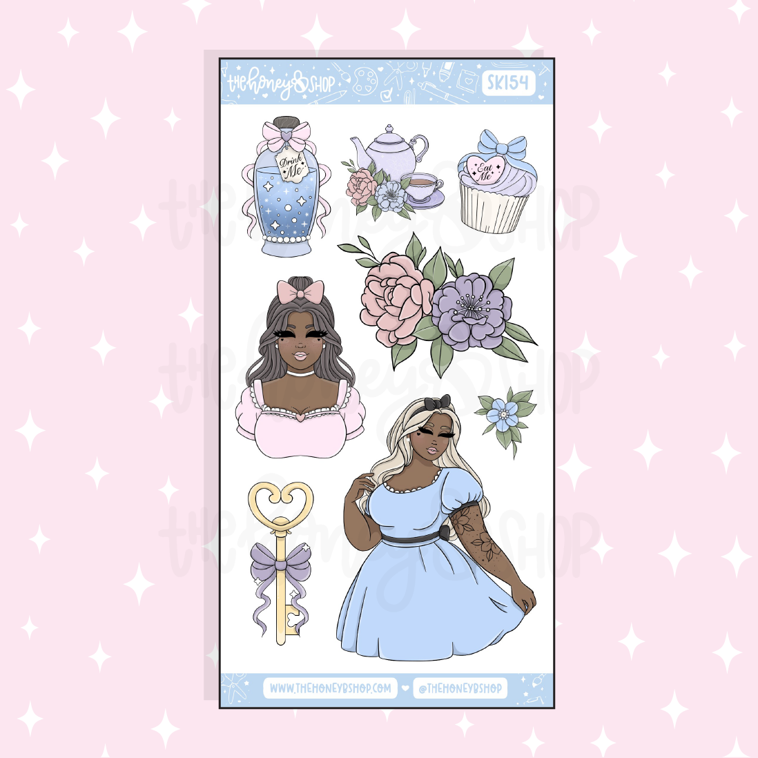 Tea Party Large Babe Deco Doodle Sticker | A La Carte | Choose your Skin Tone!