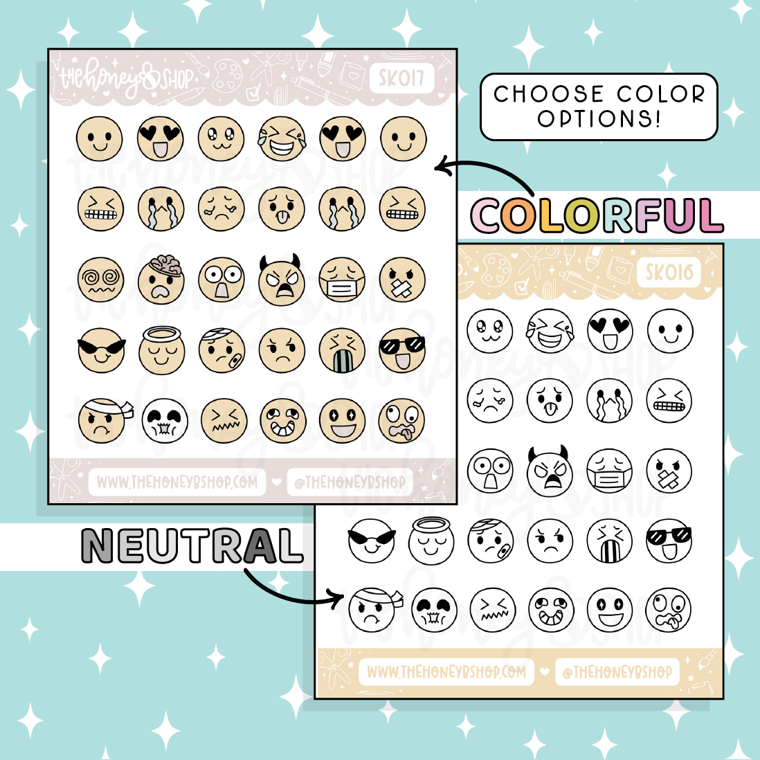 Emoji Doodle Sticker | Choose Your Color Option!