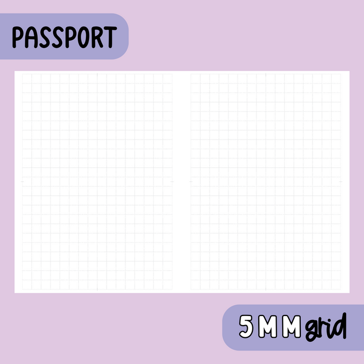 Purple Cover Passport Square Grid Notebook | 5MM Grid | 200 Pages