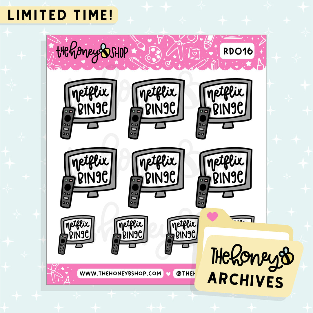 Netflix Binge Doodle Sticker Sheet | TheHoneyB Archive