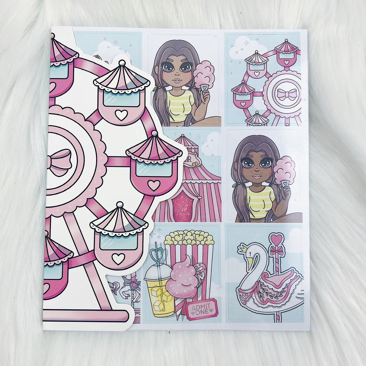 Libro de pegatinas Carnival Cutie | Papel adhesivo mate | 10 páginas | Holográfico frustrado