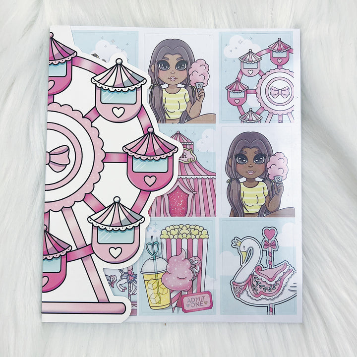 Carnival Cutie Sticker Book | Matte Sticker Paper | 10 Pages | Holographic Foiled