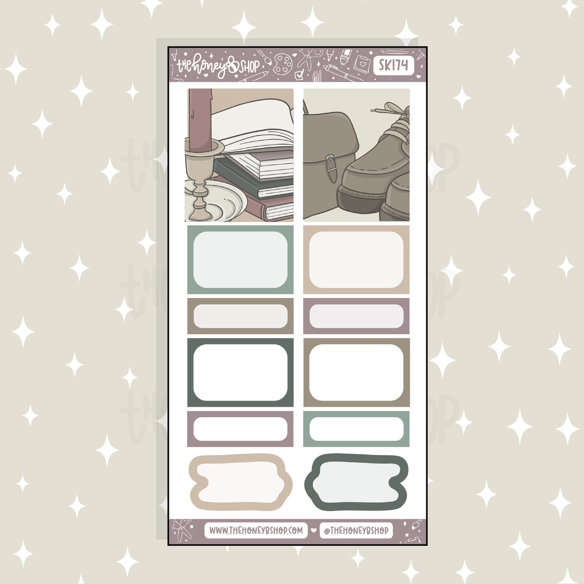 Dark Academia Half Boxes Doodle Sticker | A La Carte