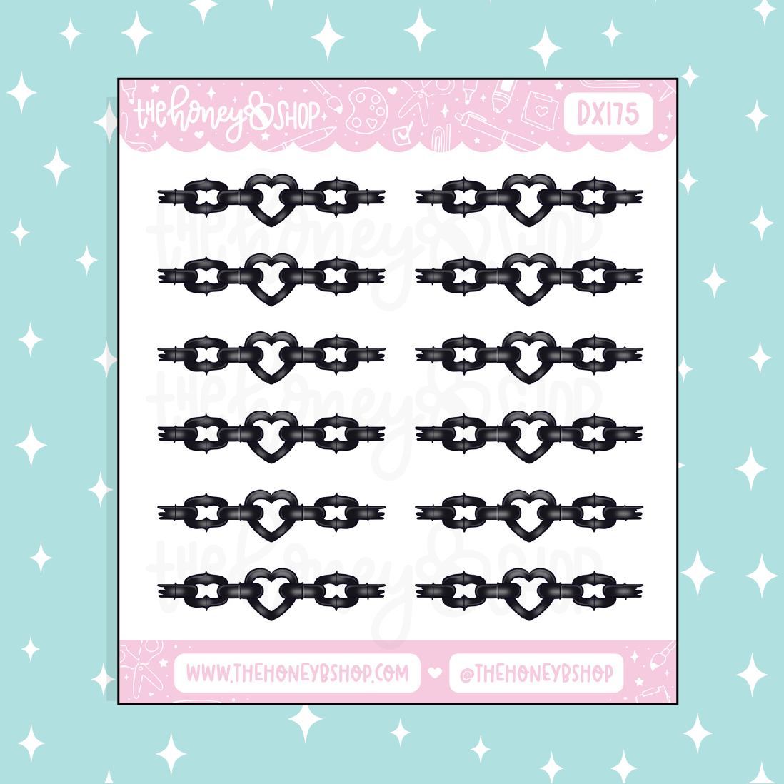 Heart Chain Border Doodle Sticker
