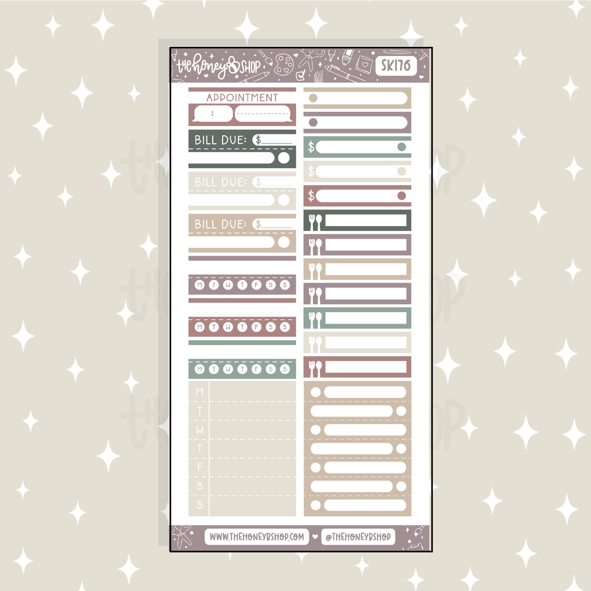 Dark Academia Habits + Functionals Doodle Sticker | A La Carte