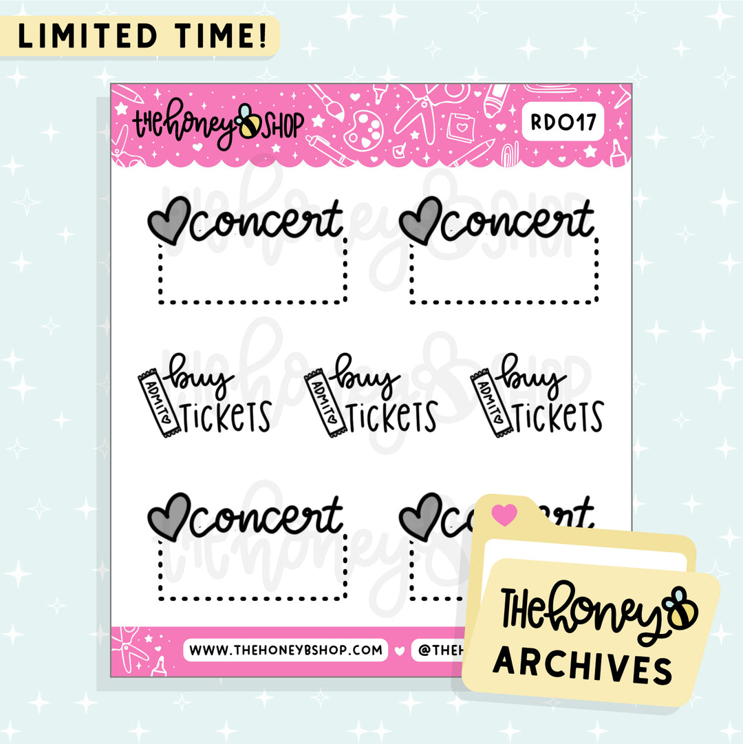 Concert Doodle Sticker Sheet | TheHoneyB Archive