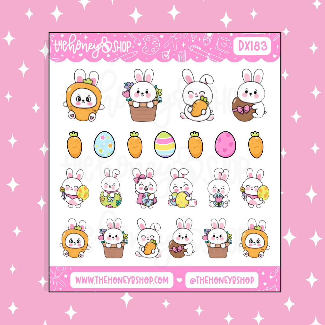 Doodle de conejitos de Pascua Pegatina