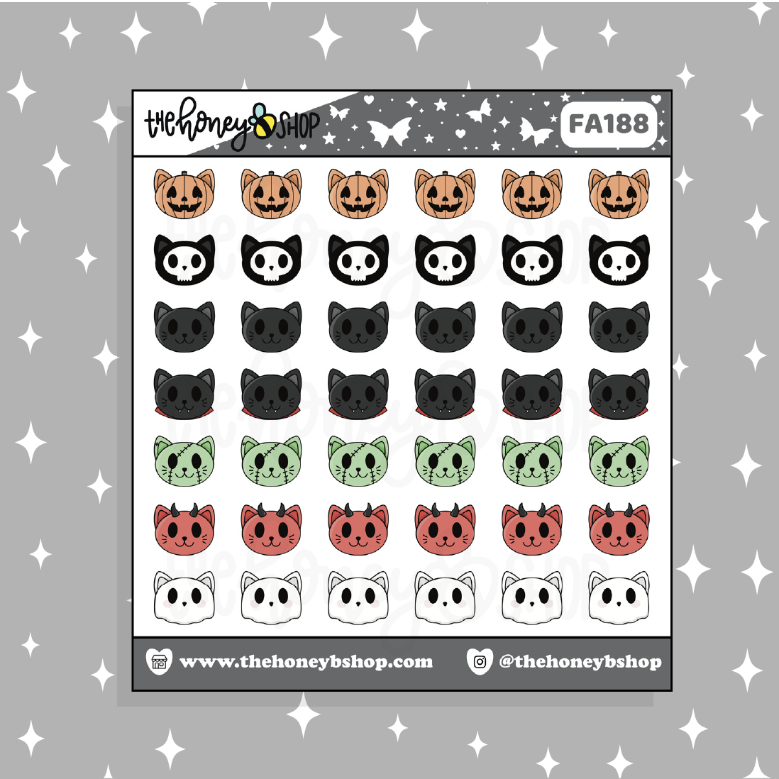 Costume Kitty Heads Doodle Sticker