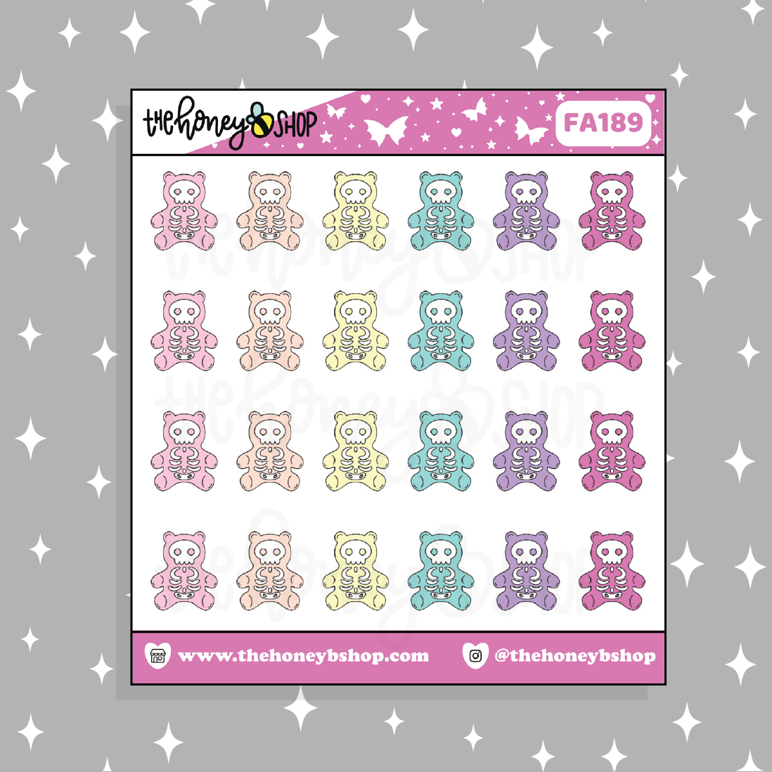 Doodle de ositos de goma Pastel Skele Pegatina
