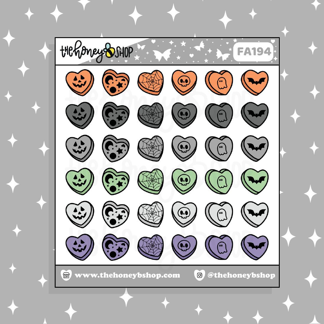 Traditional Halloween Conversation Hearts Doodle Sticker