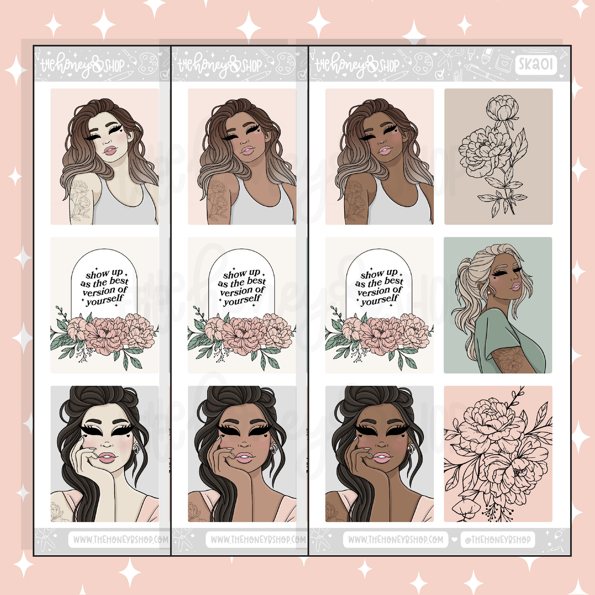 Fresh Start Full Boxes Doodle Sticker | A La Carte | Choose your Skin Tone!