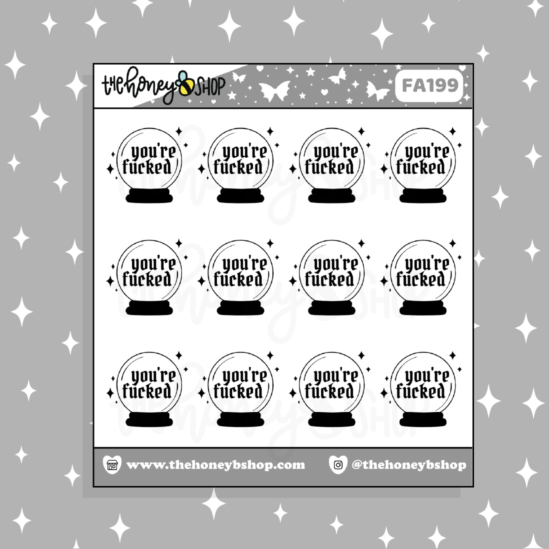 You're F*CKED Crystal Ball Doodle Sticker