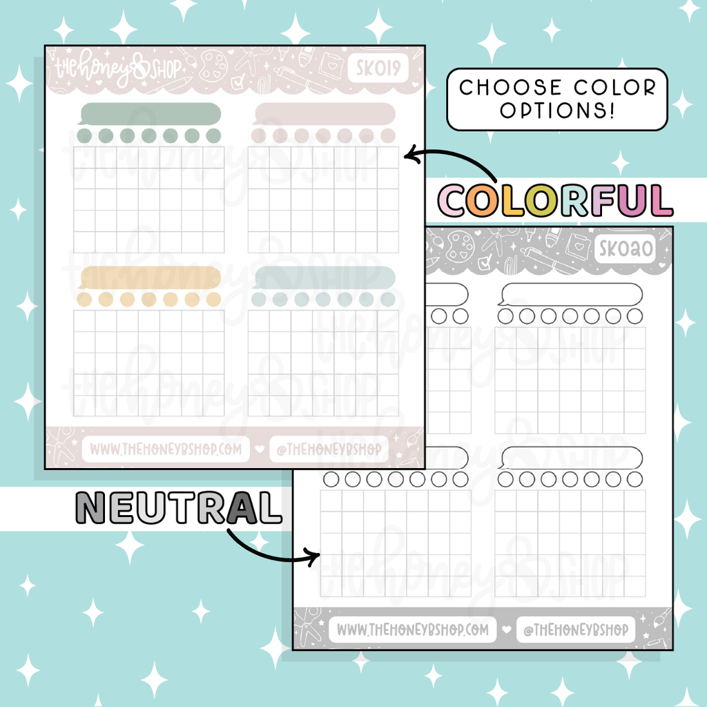 Monthly Trackers Doodle Sticker | Choose Your Color Option!