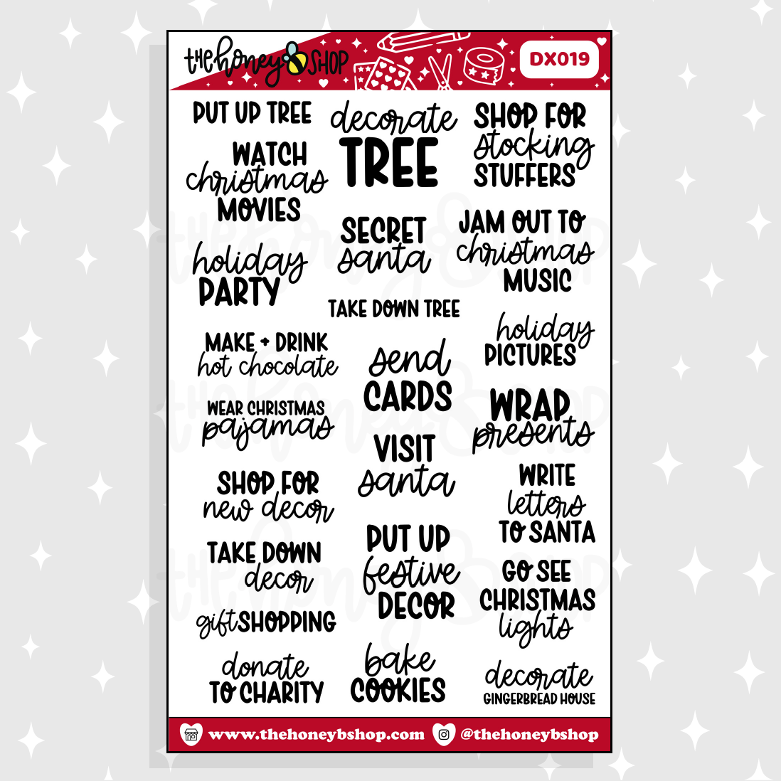 Christmas Holiday Bucket List Doodle Sticker