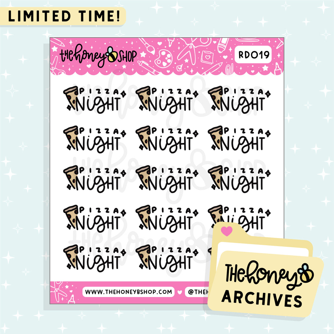 Pizza Night Doodle Sticker Sheet | TheHoneyB Archive