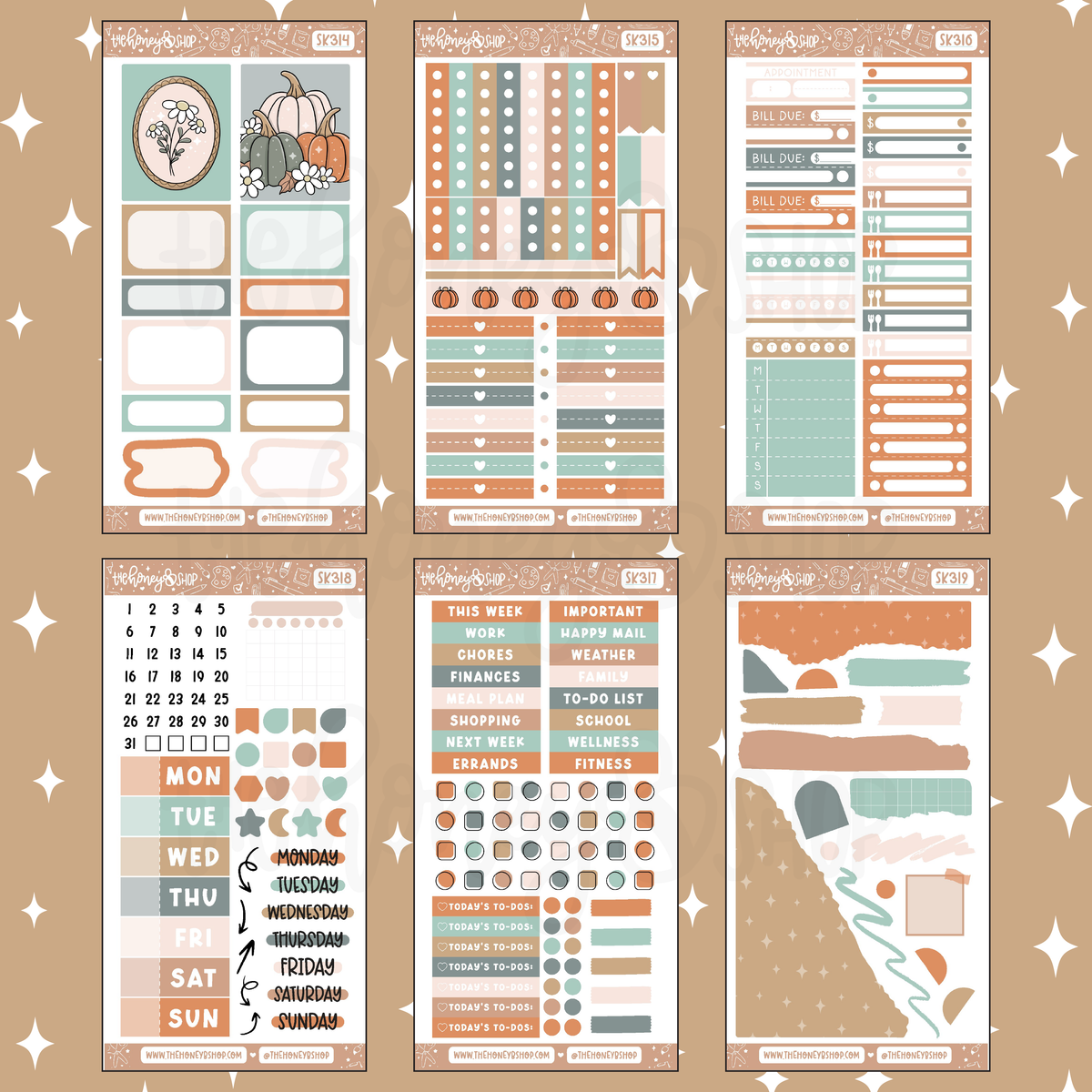 Autumn Vibes | 8 Page Weekly Kit | Choose your Skin Tone!