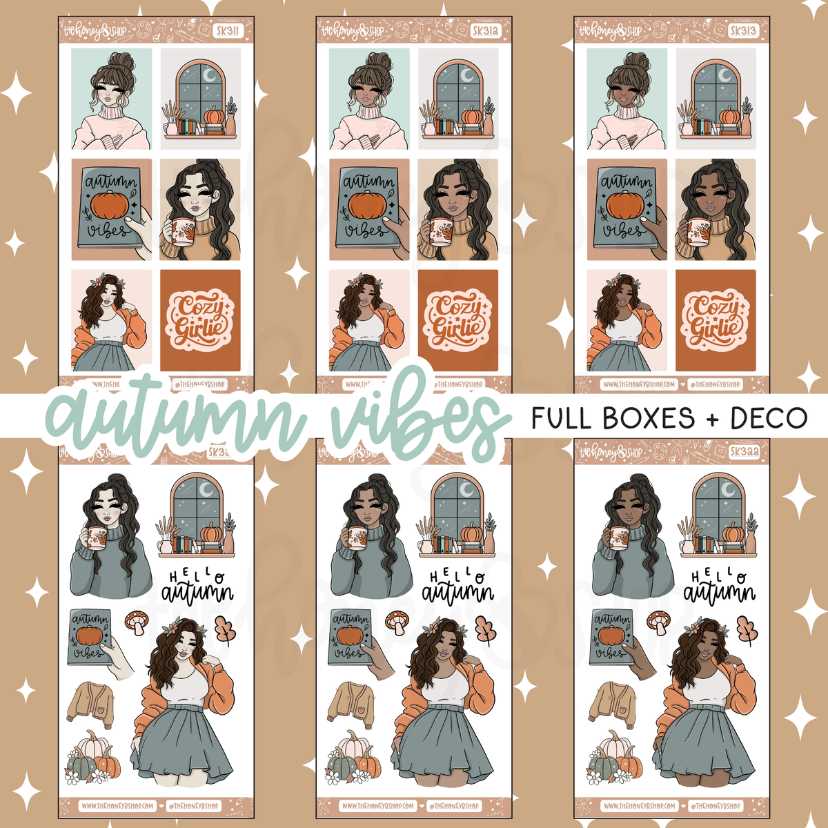 Autumn Vibes | 8 Page Weekly Kit | Choose your Skin Tone!