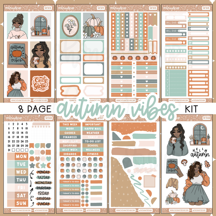 Autumn Vibes | 8 Page Weekly Kit | Choose your Skin Tone!