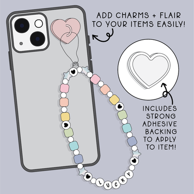 Heart Adhesive Metal Attachment Loop | Stick to phone, tech, + more! | Choose your Color