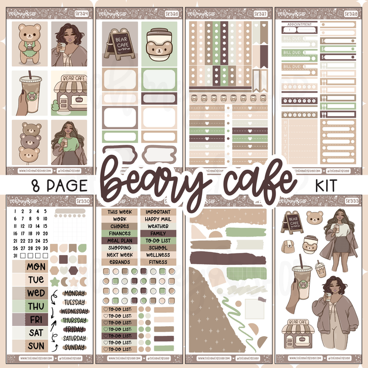 Beary Cafe | 8 Page Weekly Kit | Choose Your Skin Tone!
