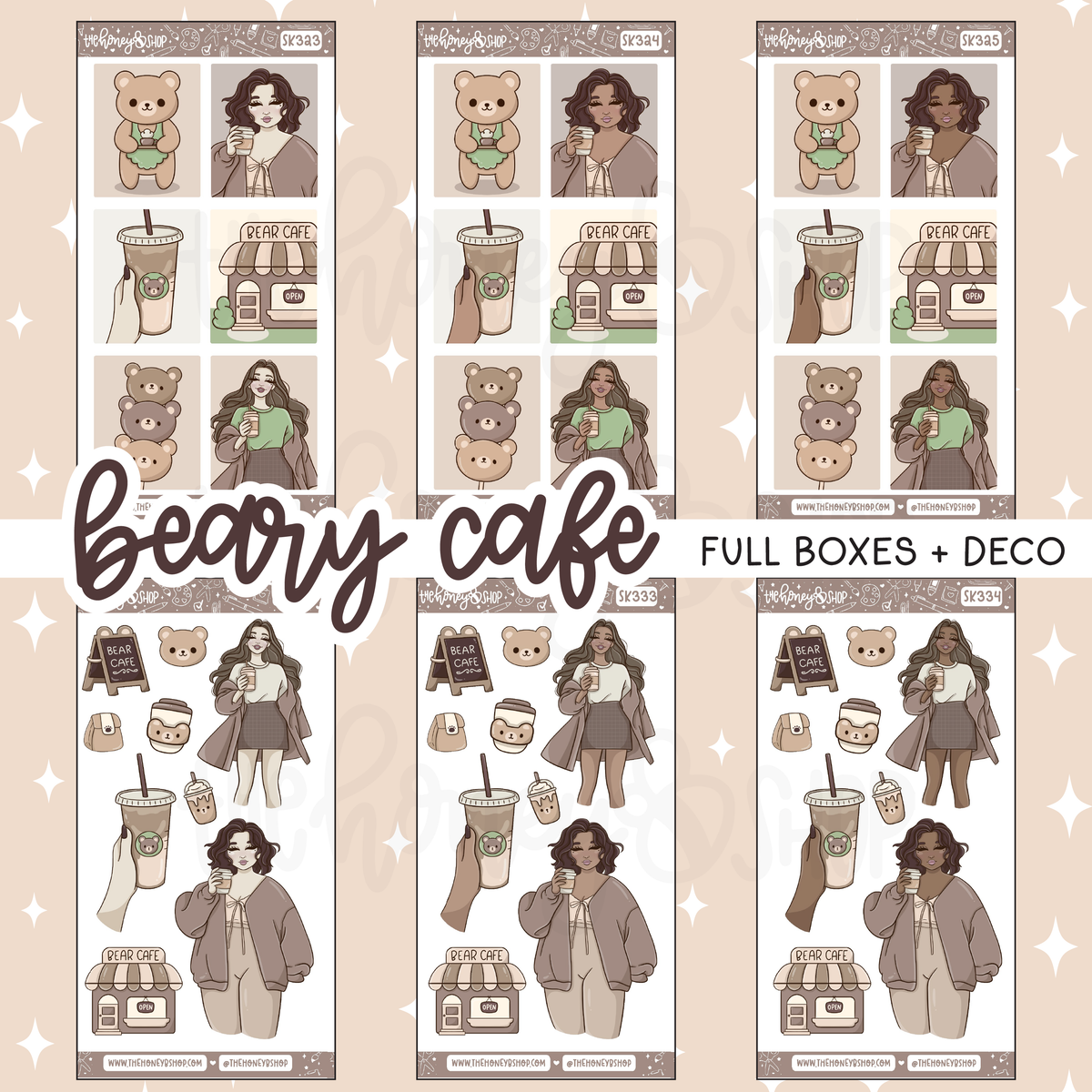 Beary Cafe | 8 Page Weekly Kit | Choose Your Skin Tone!