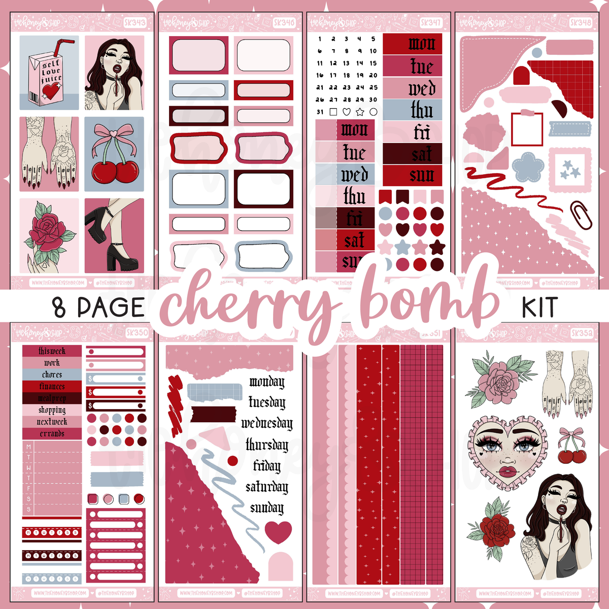 Cherry Bomb | 8 Page Weekly Kit | Choose Your Skin Tone!