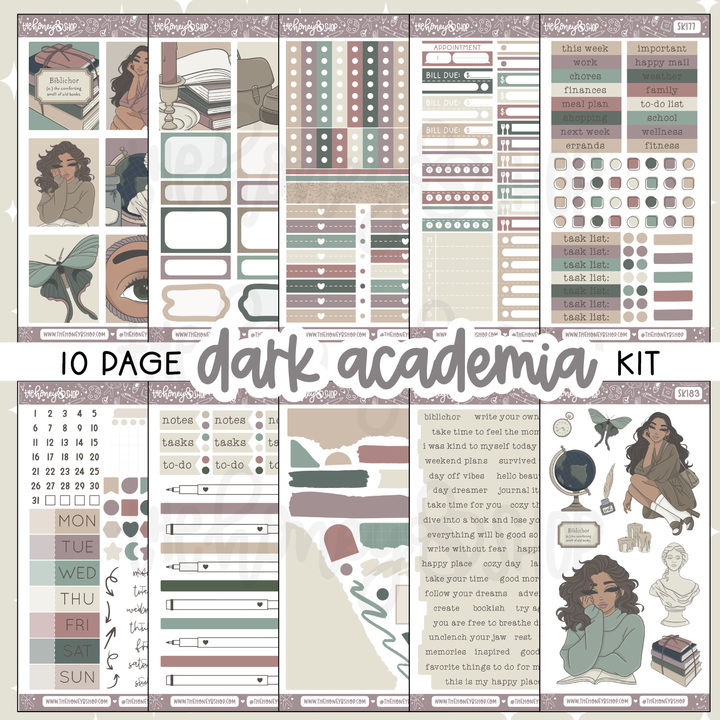 Dark Academia | 10 Page Weekly Kit | Choose your Skin Tone!