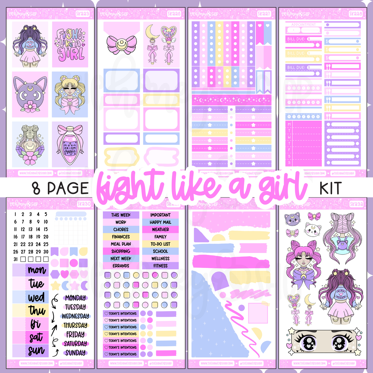 Fight Like A Girl 2.0 | 8 Page Weekly Kit | Choose your Skin Tone!