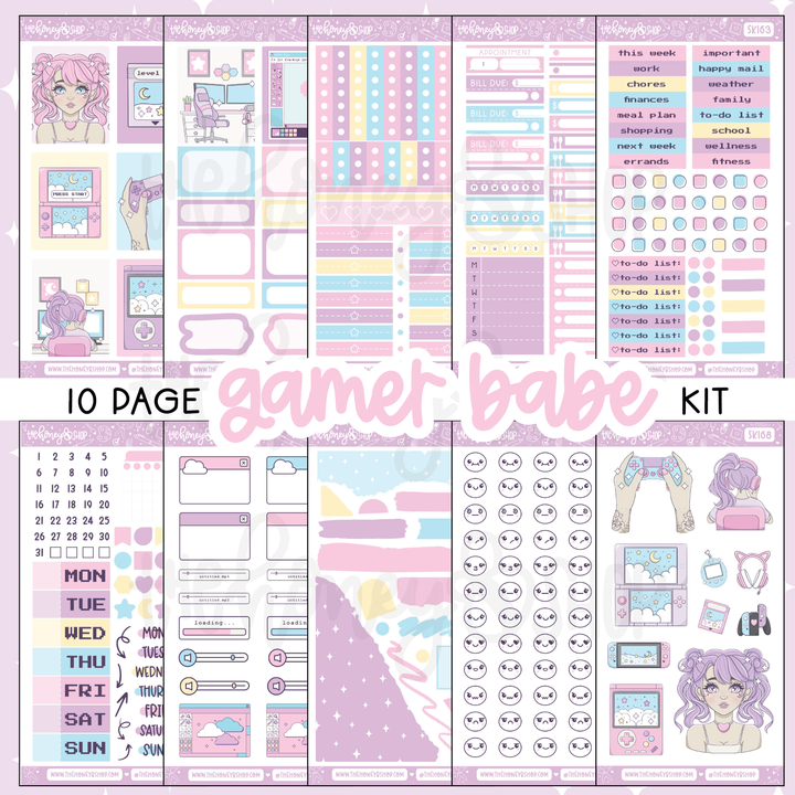 Gamer Babe | 10 Page Weekly Kit | Choose your Skin Tone!