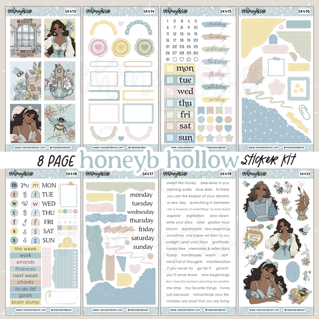 HoneyB Hollow | 8 Page Sticker Kit | Planner &amp; Journaling Stickers | Choose Your Skin Tone!