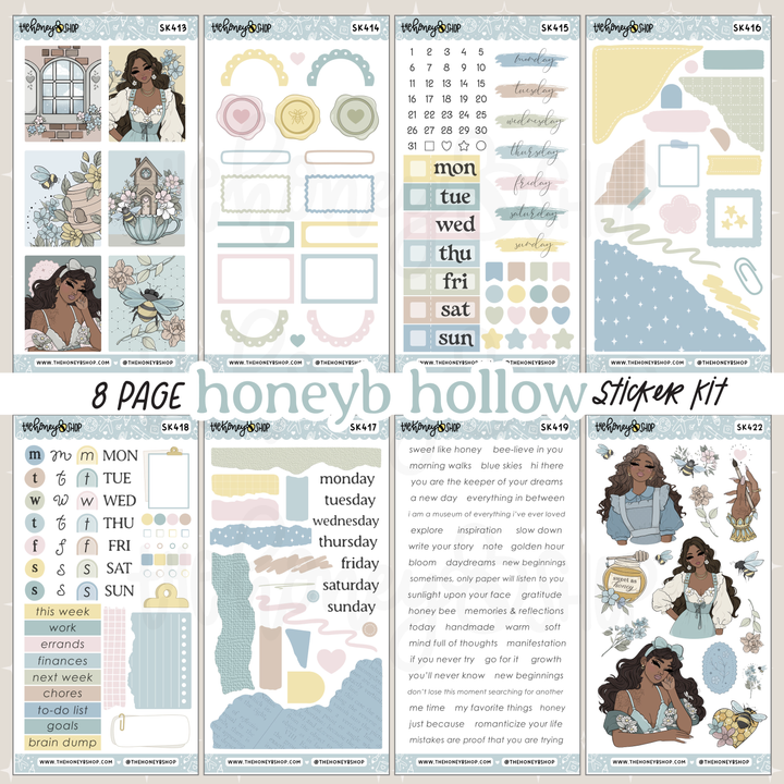 HoneyB Hollow | 8 Page Sticker Kit | Planner &amp; Journaling Stickers | Choose Your Skin Tone!