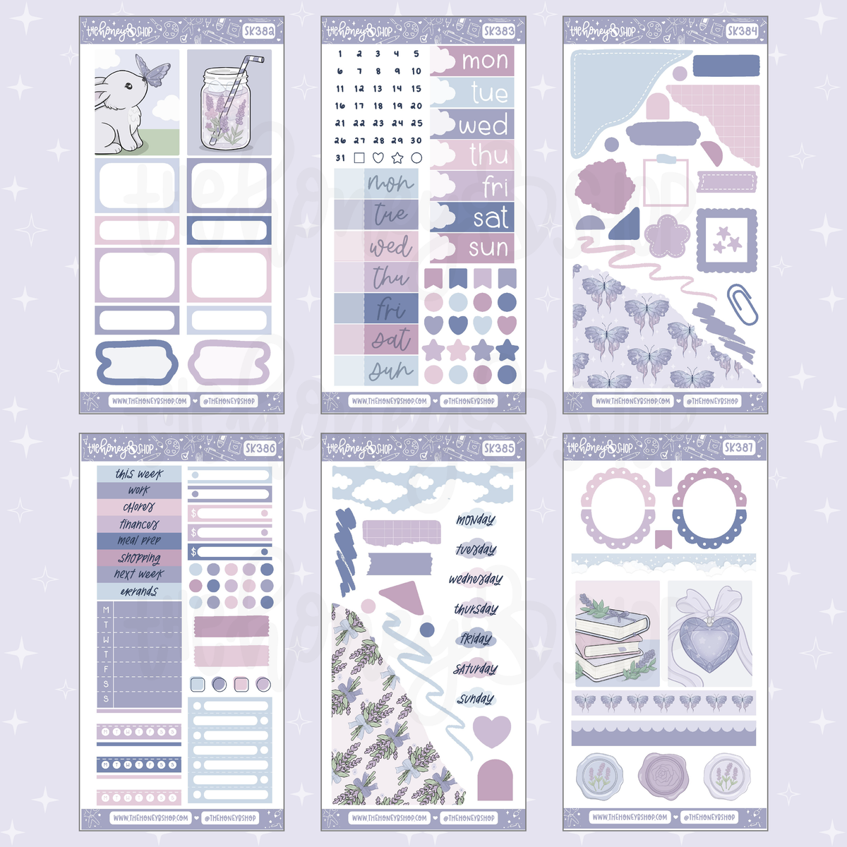 Lavender Dreams | 8 Page Weekly Sticker Kit | Choose Your Skin Tone!
