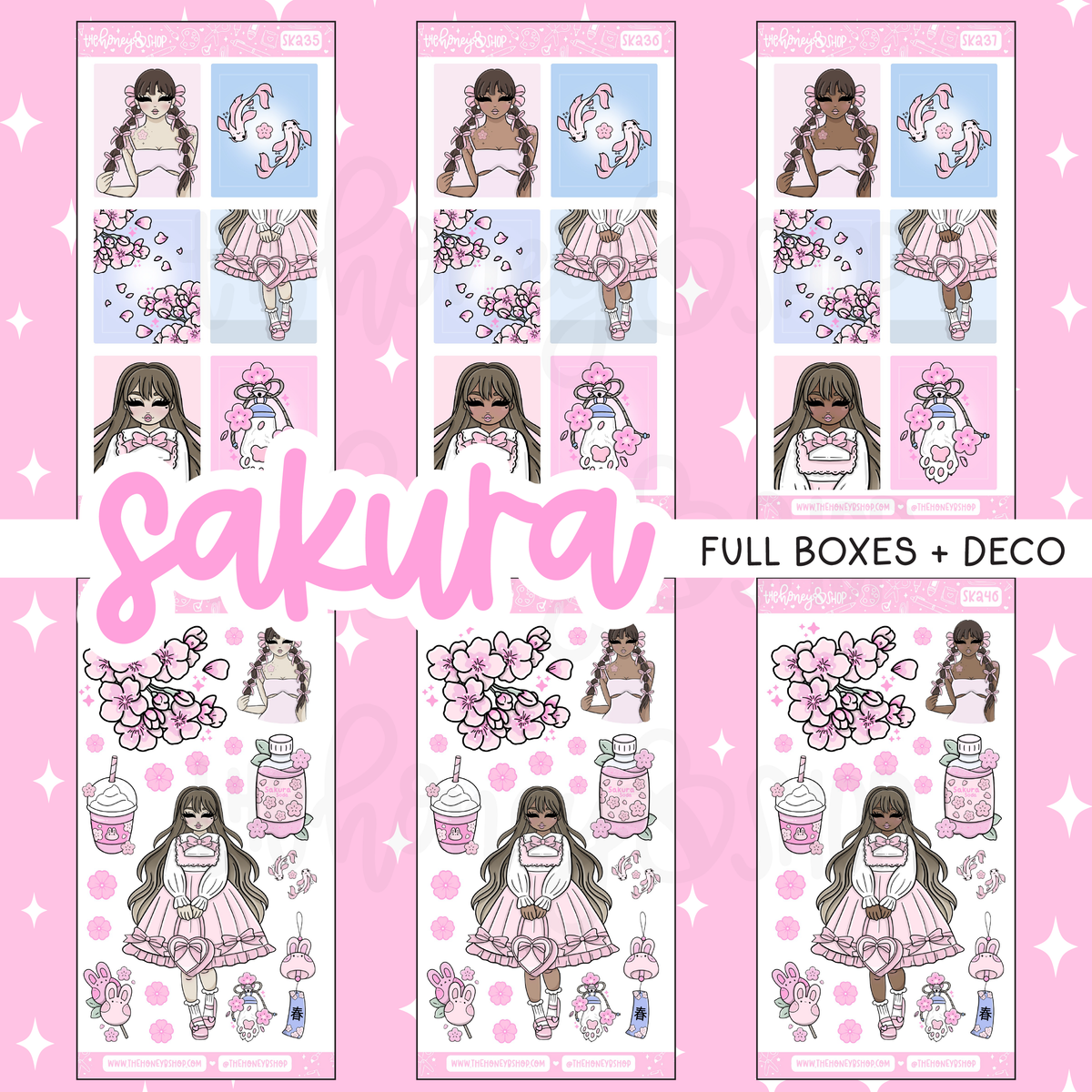 Sakura | 8 Page Weekly Kit | Choose your Skin Tone!