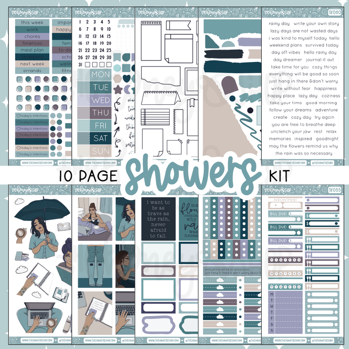 Showers | 10 Page Weekly Kit | Choose your Skin Tone!