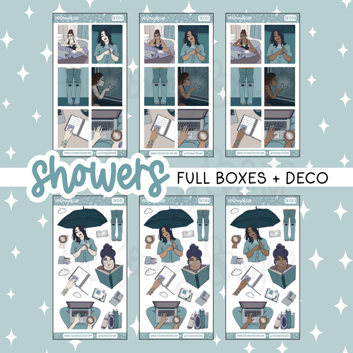 Showers | 10 Page Weekly Kit | Choose your Skin Tone!