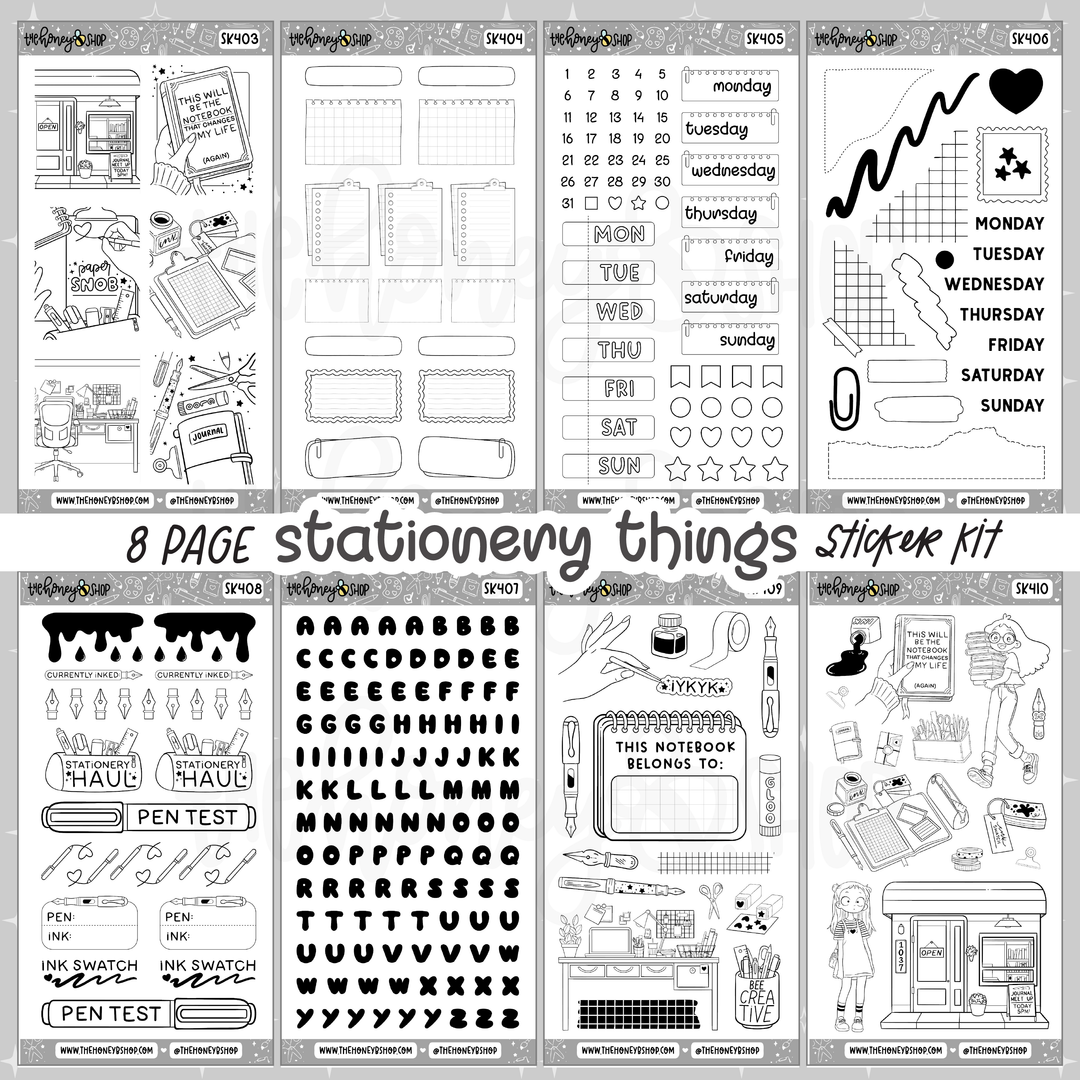 Stationery Things | 8 Page Sticker Kit | Planner &amp; Journaling Stickers
