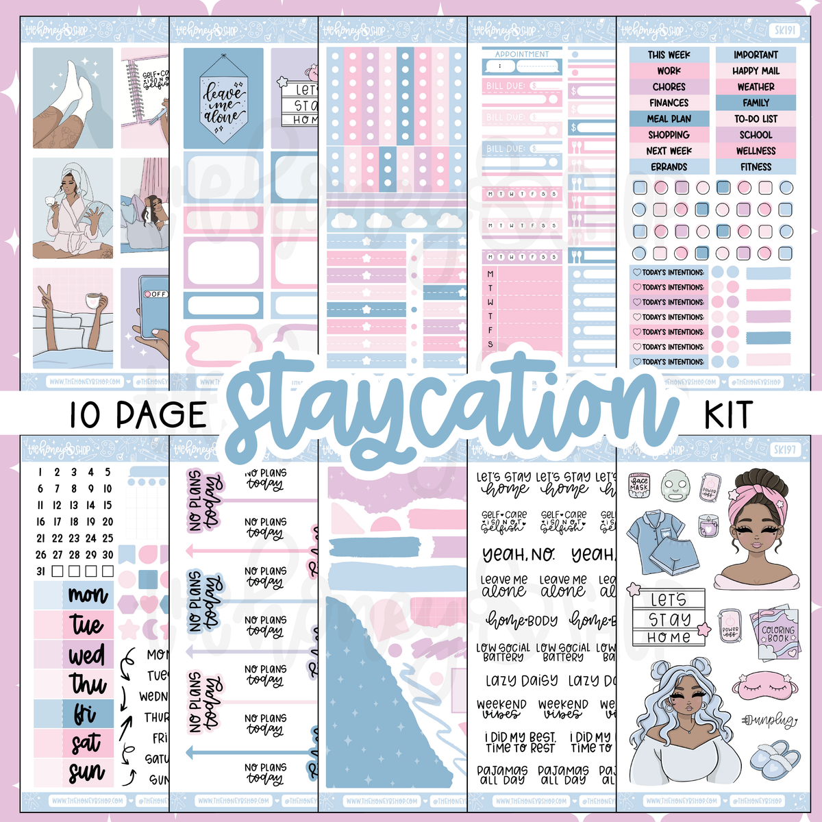 Staycation | 10 Page Weekly Kit | Choose your Skin Tone!