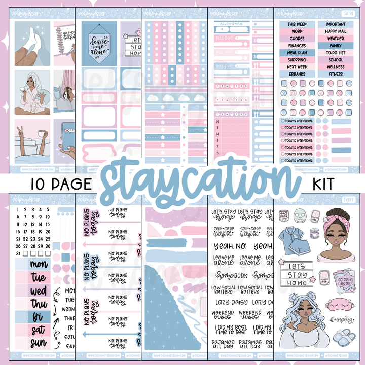 Staycation | 10 Page Weekly Kit | Choose your Skin Tone!