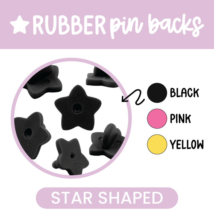 Star Rubber Pin Backs | Pack of 5 | Choose your Color