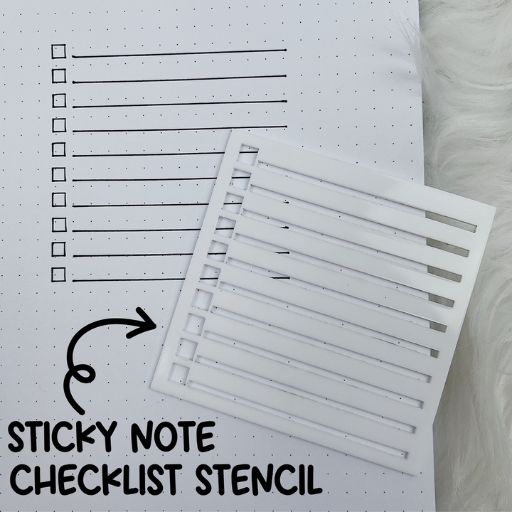 3"x3" Sticky Note Checklist Stencil | White Acrylic