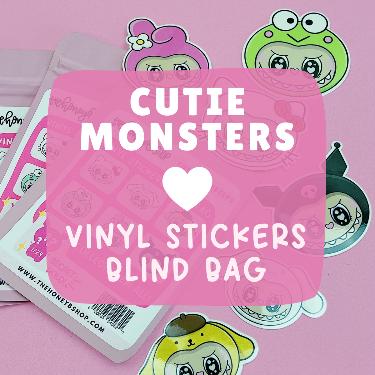 Cutie Monster Series 1 | Vinyl Sticker Blind Bag | Includes 3 Vinyl Stickers!
